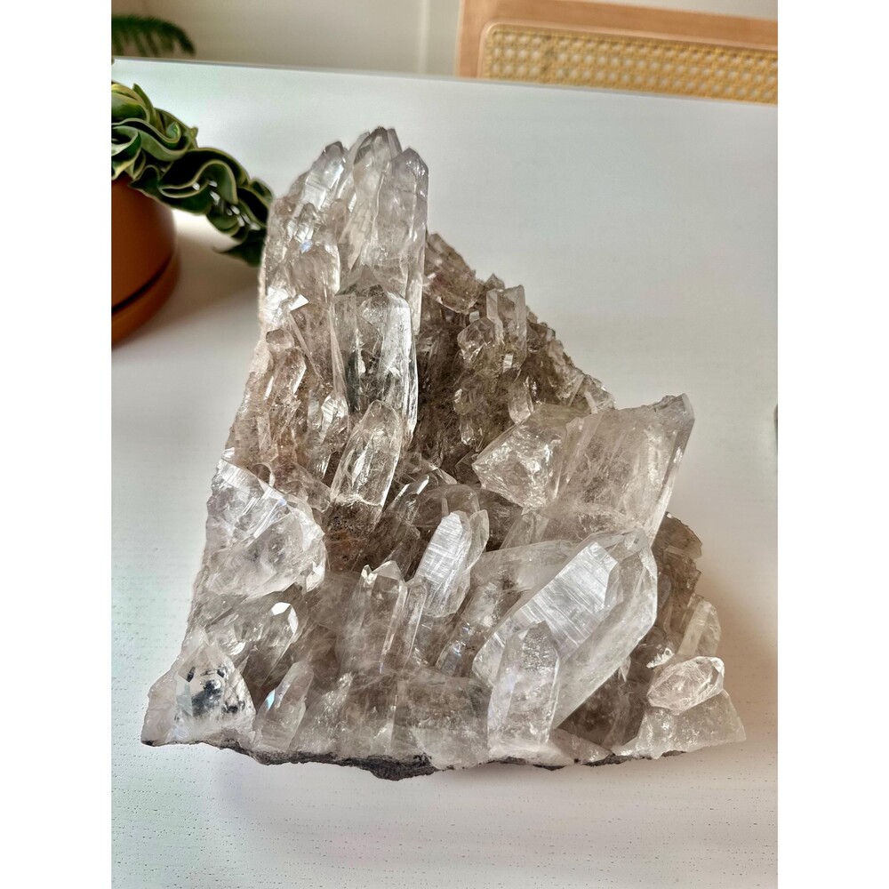 Ultra-Clear Brazilian Large Quartz Cluster on Natural Matrix